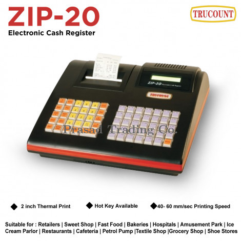 Trucount ZIP 20 Billing Machine, 2 inch Inbuilt Printer, Electronic Cash Register, (Retail/KOT/HOT)